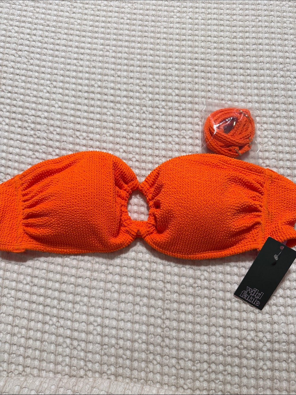 wild fable Bright Orange Textured Bandeau Top with Center Ring